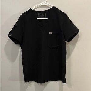 Figs Black Short Sleeve V-Neck Tee. Size M.